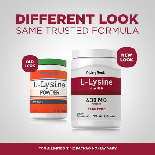 L-Lysine Powder, 1 lb (454 g) Bottle Before and After