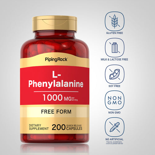 L-Phenylalanine, 1000 mg (per serving), 200 Quick Release Capsules Dietary Attributes