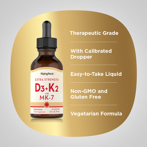 Liquid Vitamin D3 & K-2, 2 fl oz (59 mL) Dropper Bottle-Benefits