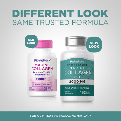 Marine Collagen 2000 mg (per serving) + Hyaluronic Acid, 120 Tablets-Before and After