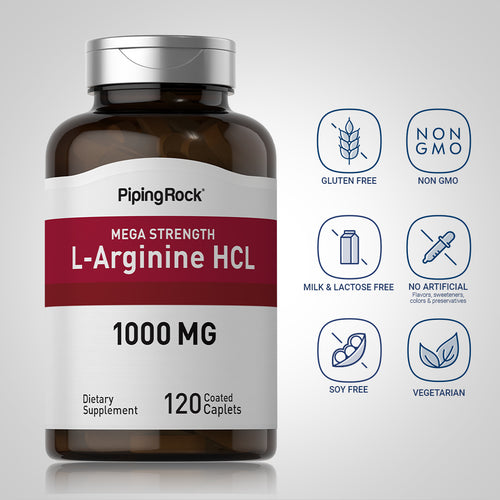 Mega Strength L-Arginine HCL, 1000 mg, 120 Coated Caplets-Dietary Attribute