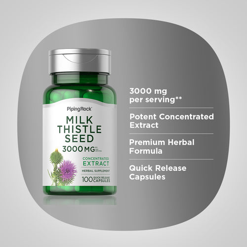 Milk Thistle Seed Extract, 3000 mg (per serving), 100 Quick Release Capsules-Benefits