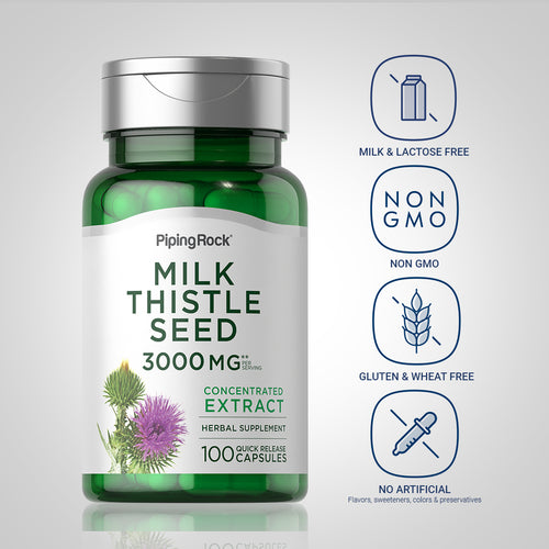 Milk Thistle Seed Extract, 3000 mg (per serving), 100 Quick Release Capsules- Dietary Attribute