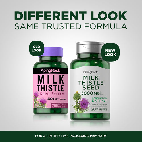 Milk Thistle Seed Extract, 3000 mg (per serving), 200 Quick Release Capsules -Before and After