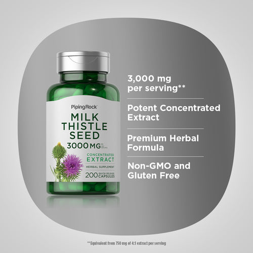 Milk Thistle Seed Extract, 3000 mg (per serving), 200 Quick Release Capsules -Benefits