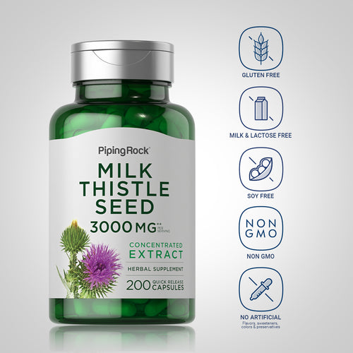 Milk Thistle Seed Extract, 3000 mg (per serving), 200 Quick Release Capsules -Dietary Attribute