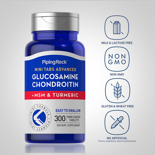 Mini Tabs Advanced Glucosamine Chondroitin MSM Plus Turmeric, 300 Mini Coated Tablets Dietary Attributes