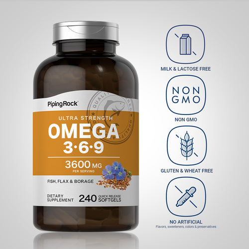 Multi Omega 3-6-9 Fish, Flax & Borage, 240 Quick Release Softgels-Dietary Attribute