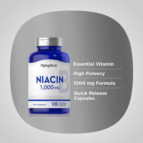 Niacin, 1000 mg, 100 Quick Release Capsules -Benefits