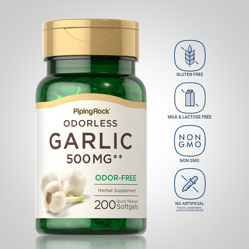 Odorless Garlic, 500 mg, 200 Quick Release Softgels -Dietary Attributes