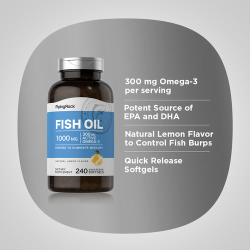 Omega-3 Fish Oil Lemon Flavor, 1000 mg, 240 Quick Release Softgels-Benefits