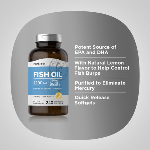 Omega-3 Fish Oil Lemon Flavor, 1200 mg, 240 Quick Release Softgels-Benefits