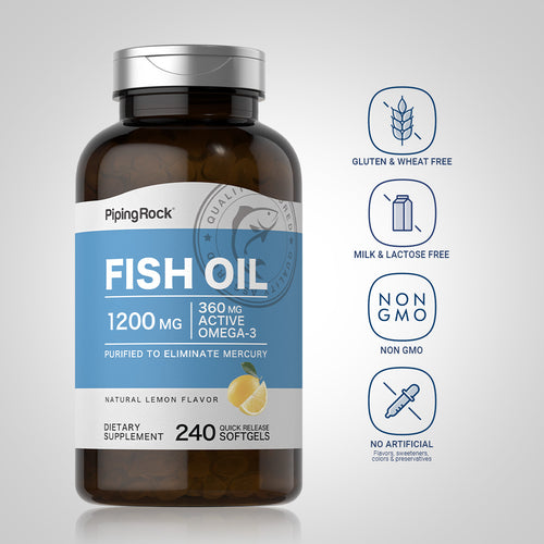 Omega-3 Fish Oil Lemon Flavor, 1200 mg, 240 Quick Release Softgels-Dietary Attribute