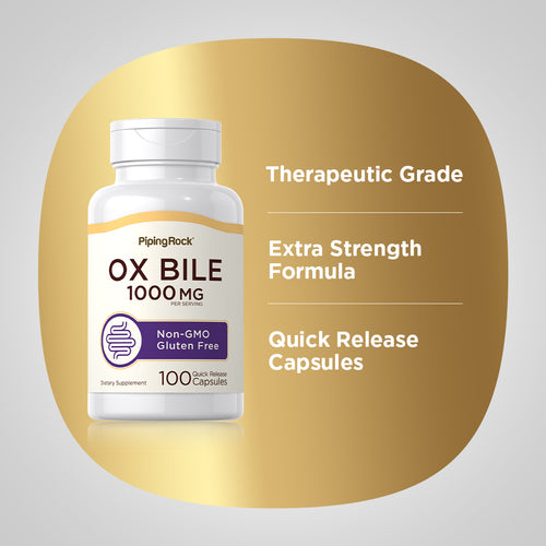Ox Bile, 1000 mg (per serving), 100 Quick Release Capsules Benefits