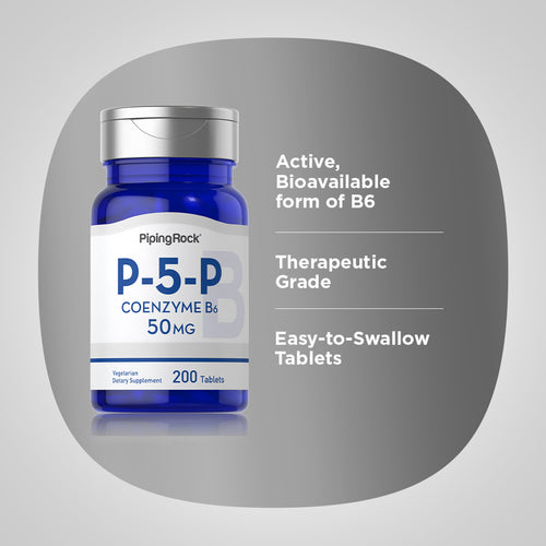 P-5-P (Pyridoxal 5-Phosphate) Coenzymated Vitamin B-6, 50 mg, 200 Tablets-Benefits