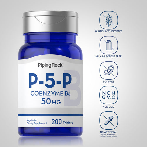 P-5-P (Pyridoxal 5-Phosphate) Coenzymated Vitamin B-6, 50 mg, 200 Tablets-Dietary Attribute