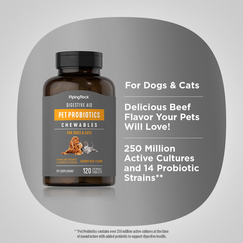 Digestive Aid Probiotics for Dogs & Cats, 120 Chewable Tablets-Benefits