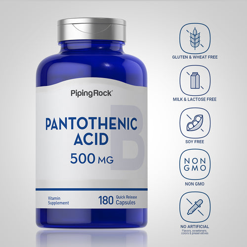 Pantothenic Acid, 500 mg, 180 Quick Release Capsules Dietary Attributes