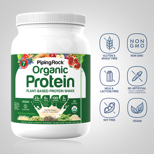 Plant Based Protein (Creamy Vanilla Bean) (Organic), 24 oz (680 g) Bottle Dietary Attribute