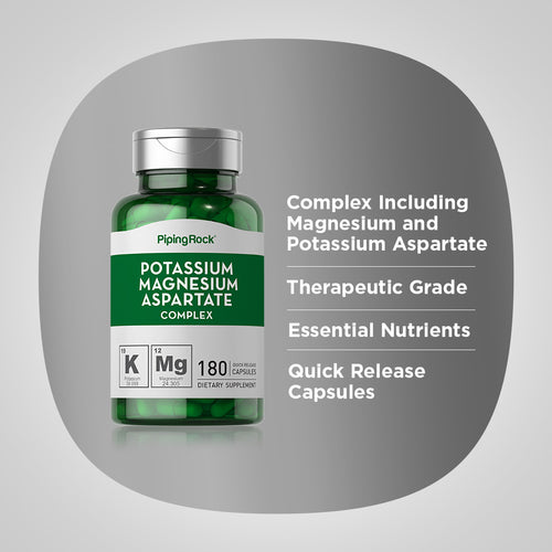 Potassium Magnesium Aspartate Complex, 99 mg180 mg 180 Quick Release Capsules-Benefits