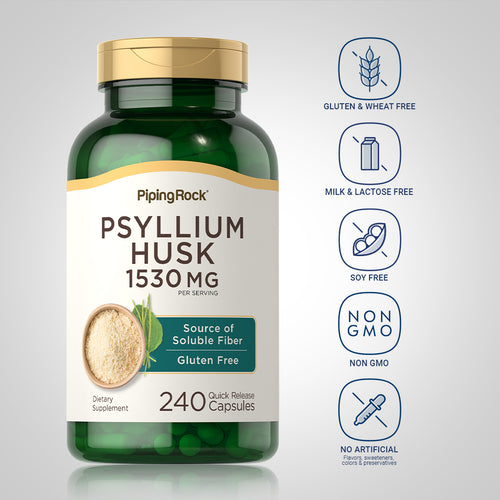 Psyllium Husks, 1530 mg (per serving), 240 Quick Release Capsules Dietary Attributes