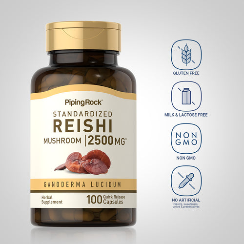 Reishi Mushroom Extract (Standardized), 2500 mg, 100 Quick Release Capsules Dietary Supplements