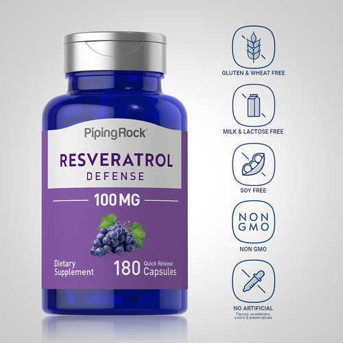 Resveratrol Defense, 100 mg, 180 Quick Release Capsules Dietary Attributes
