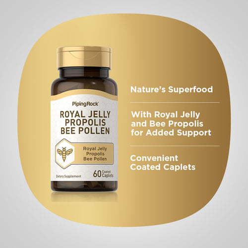 Royal Jelly, Propolis & Bee Pollen, 60 Coated Caplets -Benefits