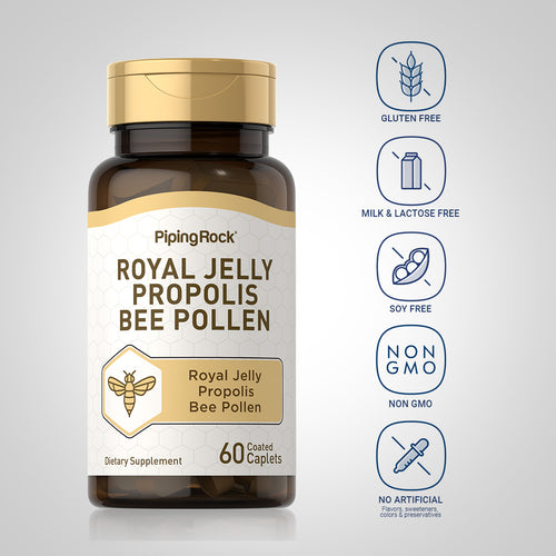 Royal Jelly, Propolis & Bee Pollen, 60 Coated Caplets -Dietary Attribute