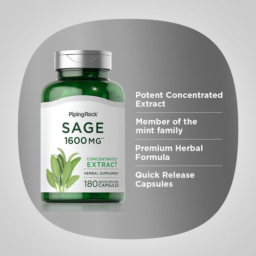 Sage, 1600 mg, 180 Quick Release Capsules-Benefits