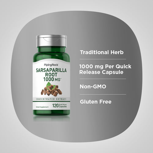 Sarsaparilla Root, 1000 mg, 120 Quick Release Capsules-Benefits