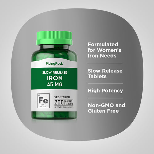 Slow Release Iron, 45 mg, 200 Coated Tablets Benefits