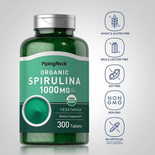 Spirulina (Organic), 1000 mg (per serving), 300 Vegetarian Tablets Dietary Attribute