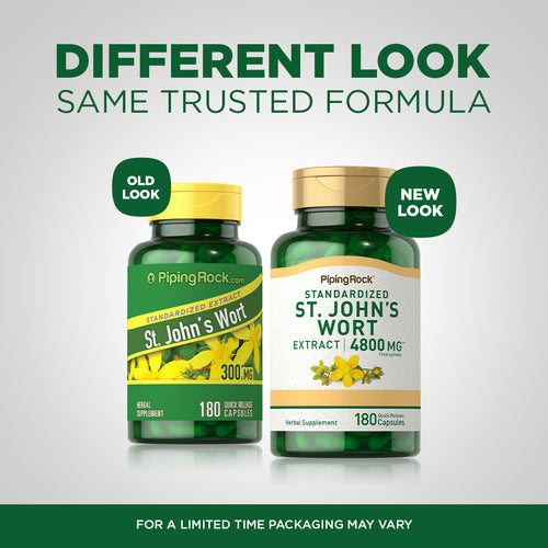 St. John's Wort 0.3% hypericin (Standardized Extract), 300 mg, 180 Quick Release Capsules Before and After