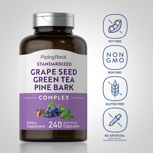 Standardized Grape seed, Green Tea & Pine Bark Complex, 240 Quick Release Capsules-Dietary Attribute