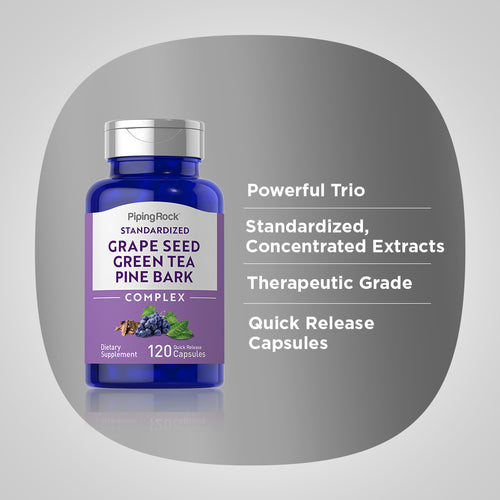 Standardized Grapeseed, Green Tea & Pine Bark Complex, 120 Quick Release Capsules-Benefits