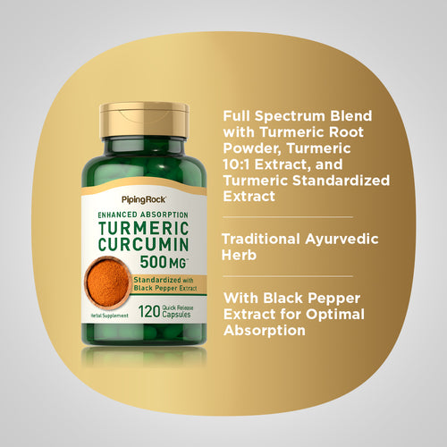 Standardized Turmeric Curcumin Complex, 500 mg, 120 Quick Release Capsules-Benefits