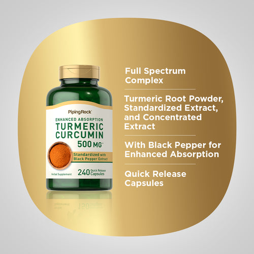 Complesso di curcuma e turmerico standard  500 mg 240 Capsule a rilascio rapido     
