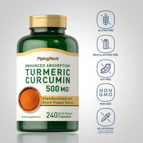 Complex standardizat de Curcuma Turmeric  500 mg 240 Capsule cu eliberare rapidă     