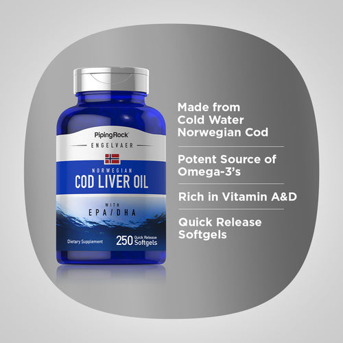 Supreme Engelvaer Norwegian Cod Liver Oil, 250 Quick Release Softgels Benefits