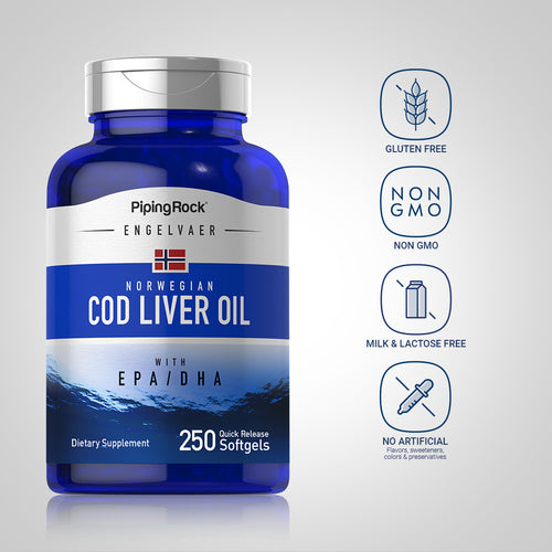 Supreme Engelvaer Norwegian Cod Liver Oil, 250 Quick Release Softgels Dietary Attributes