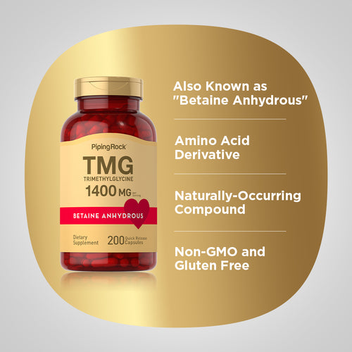 TMG (Trimethylglycine), 1400 mg (per serving), 200 Quick Release Capsules Benefits