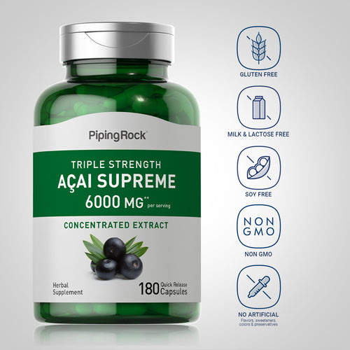 Triple Strength Acai Supreme, 6000 mg (per serving), 180 Quick Release Capsules Dietary Attributes