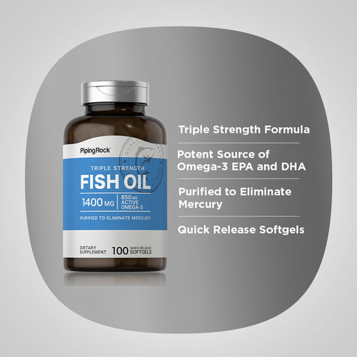 Triple Strength Omega-3 Fish Oil 1400 mg (850 mg Active Omega-3), 100 Quick Release Softgels Benefits