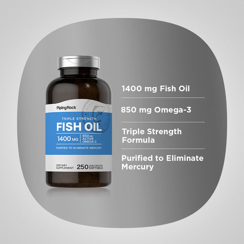 Triple Strength Omega-3 Fish Oil 1400 mg (850 mg Active Omega-3), 250 Quick Release Softgels -Benefits