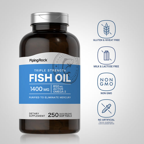 Triple Strength Omega-3 Fish Oil 1400 mg (850 mg Active Omega-3), 250 Quick Release Softgels -Dietary Attribute
