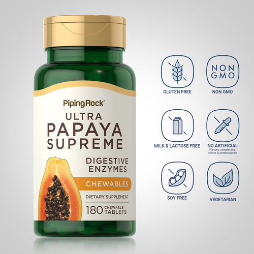 Ultra Papaya Enzyme Supreme, 180 Chewable Tablets -Bottle