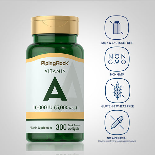 Vitamin A, 10,000 IU, 300 Quick Release Softgels -Dietary Attribute