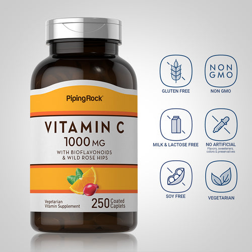 Vitamin C 1000 mg with Bioflavonoids & Rose Hips, 250 Coated Caplets-Dietary Attribute