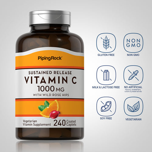 Vitamin C 1000 mg with Rosehips Timed Release, 240 Coated Caplets -Dietary Attribute